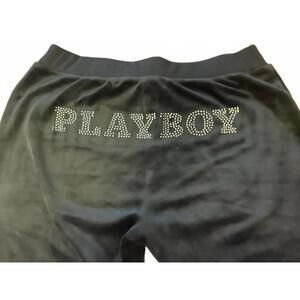 Playboy Black Velvet Women's Flared Casual Pants Size S